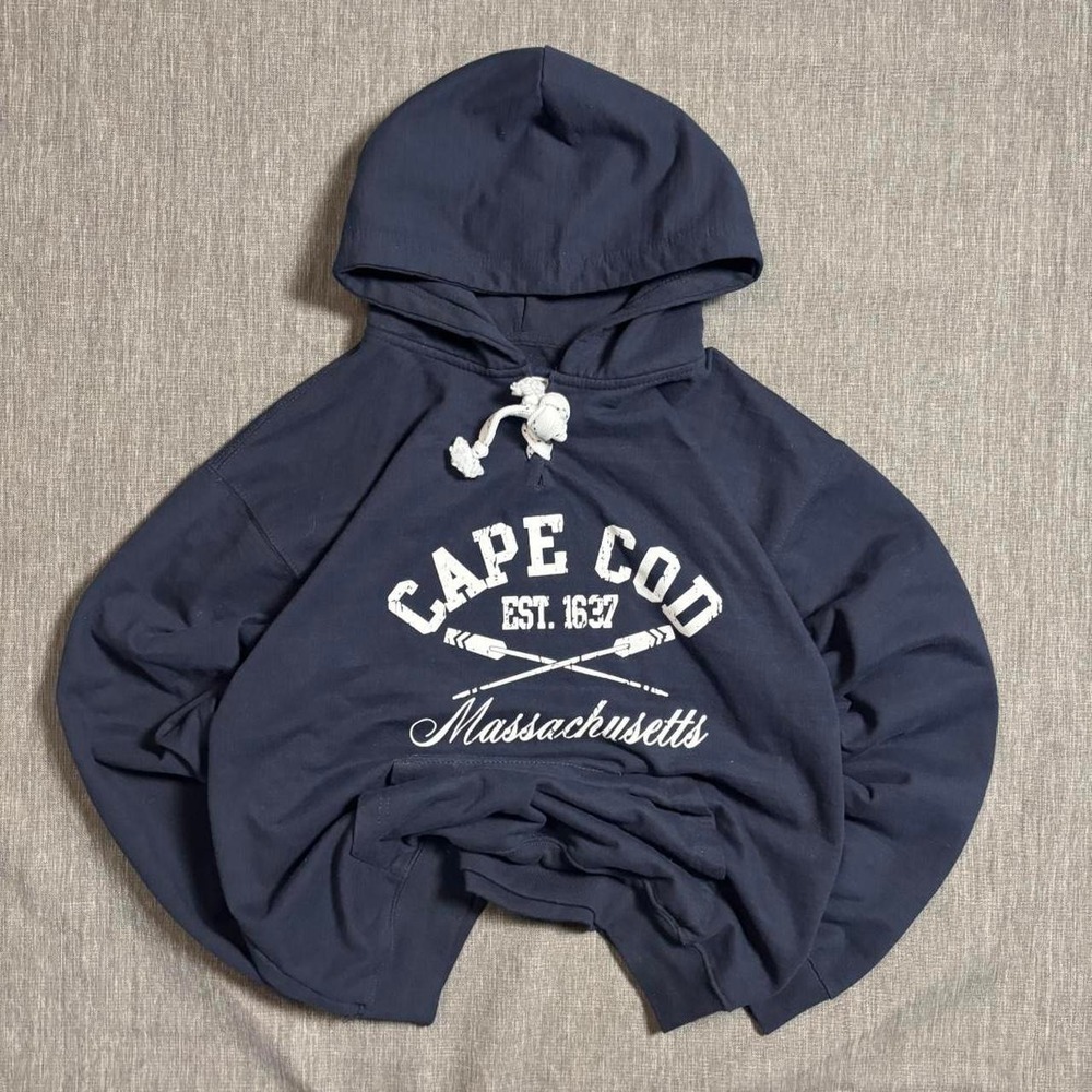 Navy blue Cape Cod Massachusetts hoodie with white accents - M